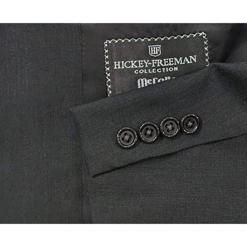 Hickey Freeman Blazer Sport ‎ Jacket Suit Coat Dark Gray Subtle Crosshatch 44L
